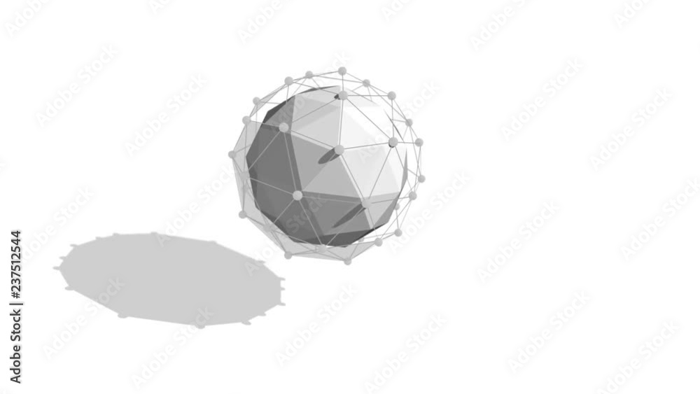 Poster cyberspace 3d rendering of a rotating sphere covered with a network plexus in the white background i