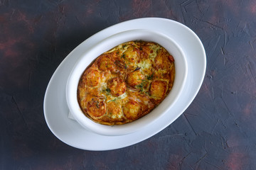 Potato rosti with bacon and cheese, top view