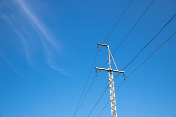 Power line for servicing the object under construction in a hard-to-reach locality. Small...