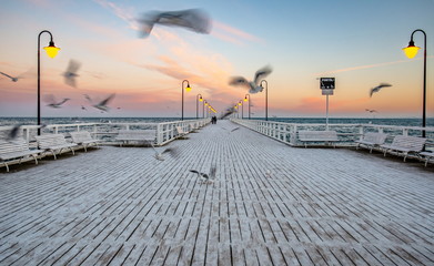 pier in baltic sea winter