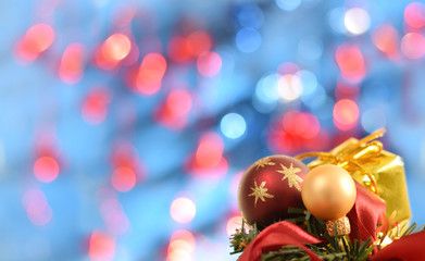 christmas ball against blue background