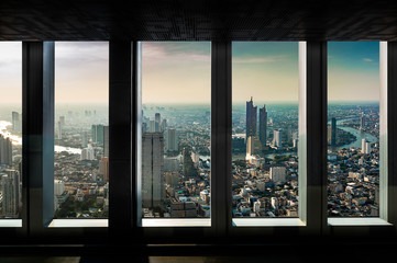 Fototapeta na wymiar Indoor cityscape view point