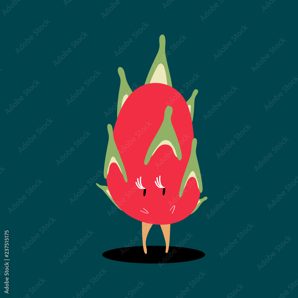 Wall mural Red dragon fruit cartoon vector