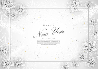 Happy new year white snow background template vector