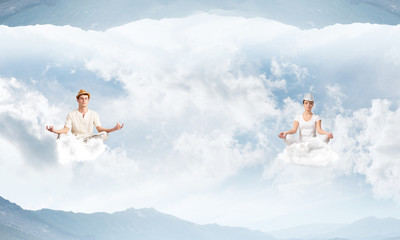 Young couple keeping mind conscious.