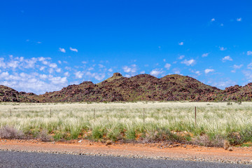 The arid landscape of the Karoo National Park in South Africa.
