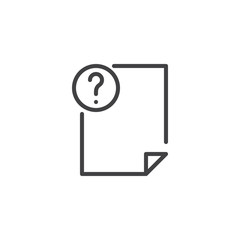 File document and question mark outline icon. linear style sign for mobile concept and web design. Unknown File Format simple line vector icon. Symbol, logo illustration. Pixel perfect vector graphics