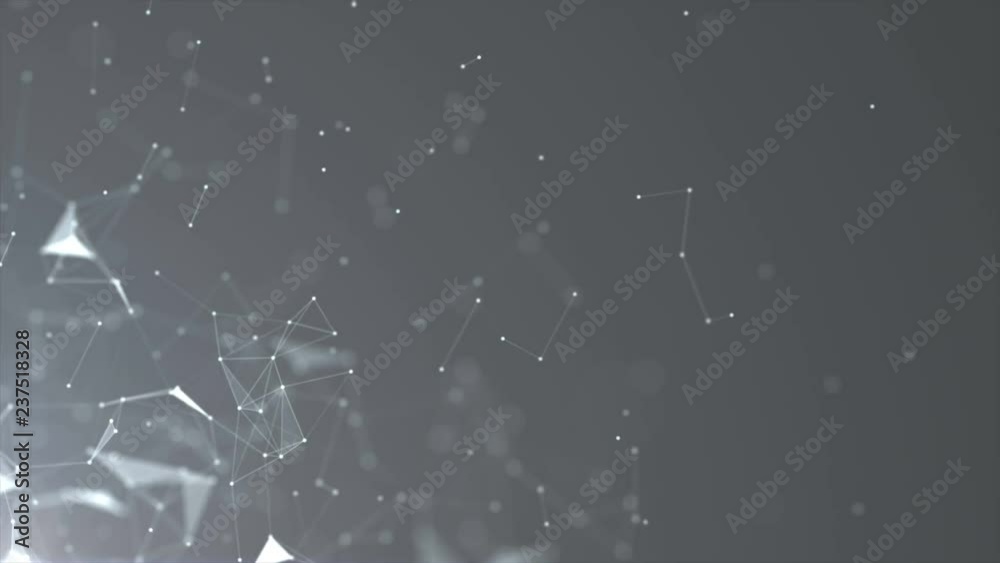 Sticker 4k motion digital silver background. abstract technology white structure connection polygons. web co