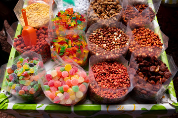 Colorful candy from a street merchant near Mexico City.  