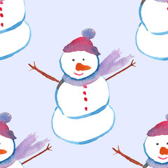 Watercolor seamless decorative pattern. Festive design for Christmas and New Year print, cards, poster, textile, wrapping paper.