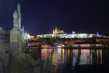 Bright lights of night Prague.