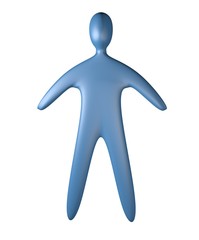 3d illustration of primitive human mail figure full body isolated on white