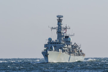 WARSHIP - Frigate on a patrol in the sea