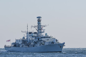 WARSHIP - Frigate on a patrol in the sea