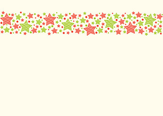 Layout of Christmas greeting card with decorative stars. Vector.