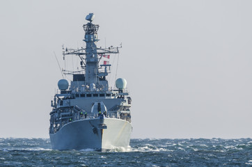 WARSHIP - Frigate on a patrol in the sea