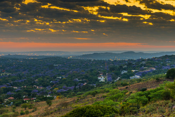 Pretoria, the capitol of South Africa, as viewed from the Klapperkop hill overlooking the city.