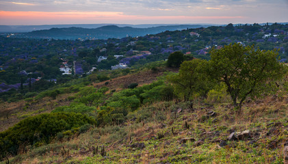 Fototapeta na wymiar Pretoria, the capitol of South Africa, as viewed from the Klapperkop hill overlooking the city.