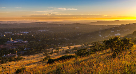 Pretoria, the capitol of South Africa, as viewed from the Klapperkop hill overlooking the city.