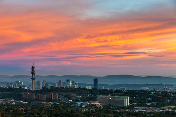 Pretoria, the capitol of South Africa, as viewed from the Klapperkop hill overlooking the city.