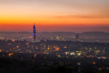 Pretoria, the capital of South Africa, as viewed from the Klapperkop hill overlooking the city.