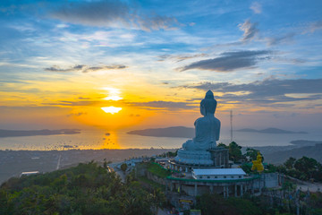areial photography Phuket big Buddha in sunrise..Phuket Big Buddha is one of the Phuket island most important and revered landmarks on Phuket island.. © Narong Niemhom