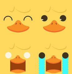 Cute yellow duck emotion face set