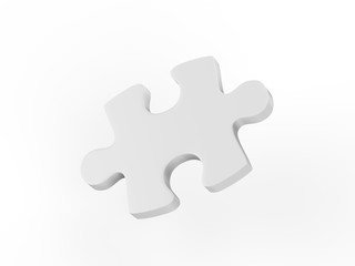 One puzzle piece mock-Up on isolated white background, 3d illustration