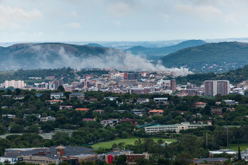 Fototapeta na wymiar Pretoria, the capitol of South Africa, as viewed from the Klapperkop hill overlooking the city.
