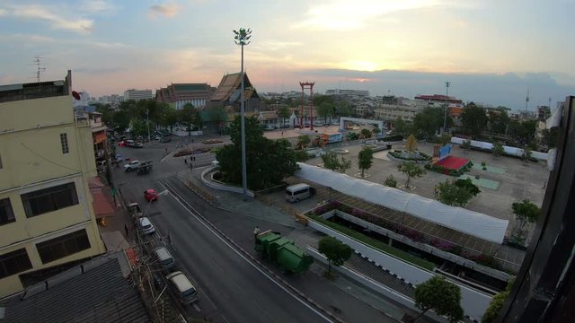 4K Day to night time lapse of Giant swing at Bangkok landmark