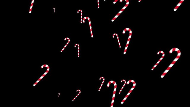 Seamless animation of candy canes falling.Christmas cartoon background.