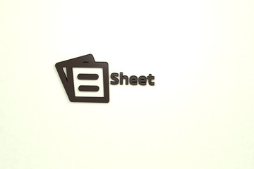 Illustration of Sheet with brown text on grey background