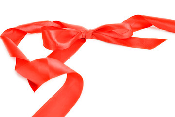 red ribbon and bow isolated on white