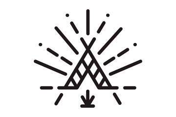 wigwam with ornamental elements. Line style. Boho elements. Vector illustration © RM Elements