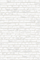 Photorealistic vector illustration of white old brick wall. Vertical. Hand drawn, no tracing.