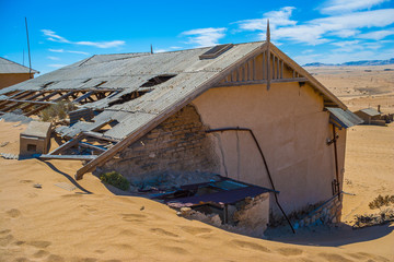 Kolmanskuppe, aslo known as Kolmanskop, a diamond mining ghost town on the Skeleton Coast of Namibia.