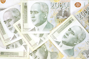 Serbian dinar close-up background, two thousand banknote - obrazy, fototapety, plakaty