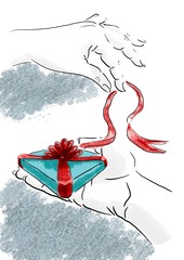 Two Hand and Gift Box