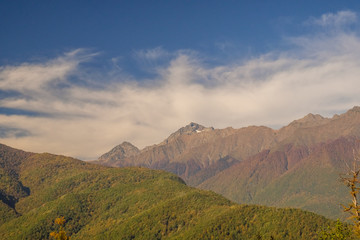 Obraz premium Nature and mountain landscapes of Sochi and Rosa Khutor mountain resort, autumn colors