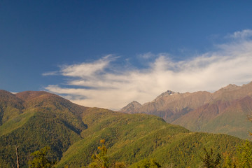 Naklejka premium Nature and mountain landscapes of Sochi and Rosa Khutor mountain resort, autumn colors
