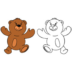 Teddy bear icon. Vector illustration of a toy teddy bear. Hand drawn funny teddy bear.