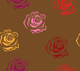Roses seamless pattern. Vector rosebuds seamless pattern. Set roses hand drawn.