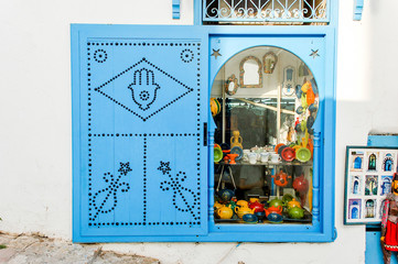 shop window of a small tunisian shop.