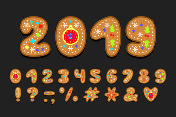 Alphabet cookie design. Numbers and punctuation marks. EPS 10