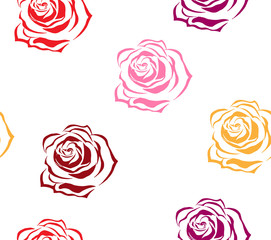 Roses seamless pattern. Vector illustration rosebuds seamless pattern. Flowers, a bouquet of roses hand drawn.