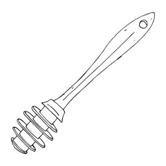 Spoon for honey icon. Vector illustration of wooden spoon with honey. Hand drawn spoon for honey.