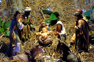 Christmas nativity scene with baby Jesus.