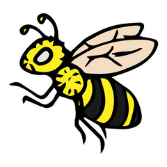 Bee, wasp icon. Vector illustration of a wasp, bee. Hand drawn logo bee, wasp.