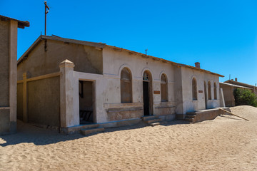 Kolmanskuppe, aslo known as Kolmanskop, a diamond mining ghost town on the Skeleton Coast of Namibia.