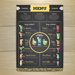 Chalk drawing cocktail menu design. Corporate identity